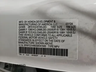 2025 Honda Pilot EX-L z VIN 5FNYG1H40SB041549, wystawiony jako Copart lot #89219285 z przebiegiem 6 915 mil mil oraz Nie do naprawy • Non repairable. Historia ofert i sprzedaży dostępna na DreamBid. Obrazek 13.