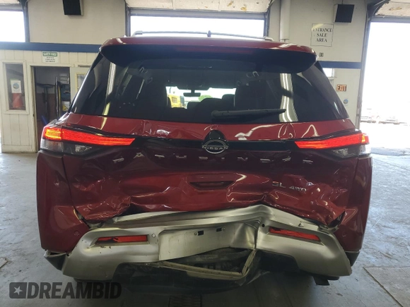 2023 Nissan Pathfinder SL with VIN 5N1DR3CC7PC221341, listed as a Copart auction lot 60569185 with 26,296 mi miles and Salvage title. Bid and sale history available at DreamBid. Image 6.