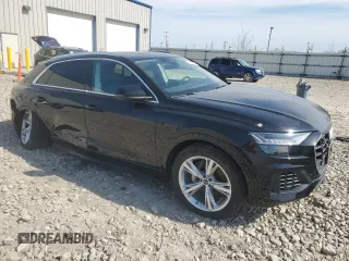 2023 Audi Q8 Premium Plus with VIN WA1BVBF1XPD032408, listed as a Copart auction lot 55977695 with 19,596 mi miles and Salvage title. Bid and sale history available at DreamBid. Image 4.