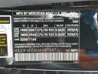 2017 Mercedes-Benz GLS 450 with VIN 4JGDF6EE6HA987647, listed as a Copart auction lot 53255364 with 73,641 mi miles and Salvage Title. Bid and sale history available at DreamBid. Image 13.
