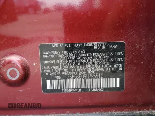 2009 Subaru Forester X with VIN JF2SH63609H795510, listed as a Copart auction lot 61041205 with 218,834 mi miles and Salvage title. Bid and sale history available at DreamBid. Image 12.
