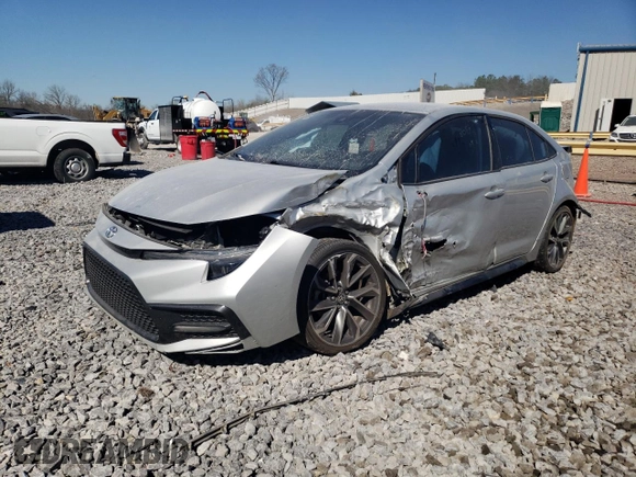 2021 Toyota Corolla SE with VIN 5YFS4MCE6MP090407, listed as a Copart auction lot 45855575 with 0 mi miles and Salvage Title. Bid and sale history available at carsss.com. Image 1.