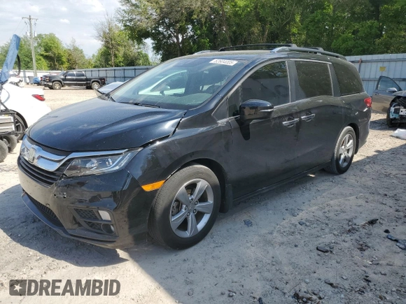 2019 Honda Odyssey EX-L with VIN 5FNRL6H73KB103467, listed as a Copart auction lot 52604005 with 101,892 mi miles and Salvage Title. Bid and sale history available at DreamBid. Image 1.
