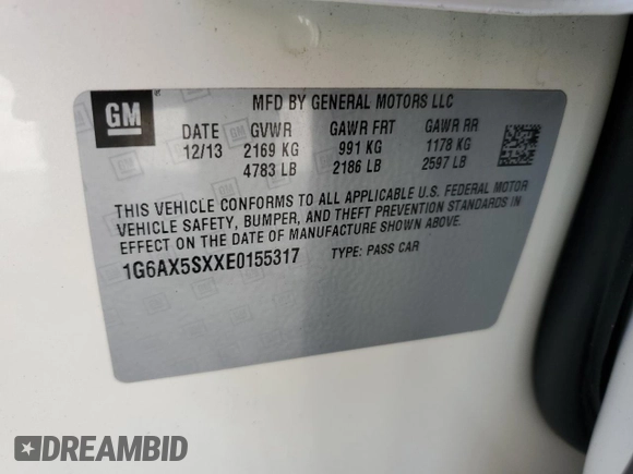 2014 Cadillac CTS Luxury AWD z VIN 1G6AX5SXXE0155317, wystawiony jako Copart lot #53205315 z przebiegiem 83 719 mil mil oraz Szkoda całkowita • Salvage title. Historia ofert i sprzedaży dostępna na DreamBid. Obrazek 14.