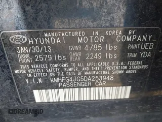 2013 Hyundai Azera с VIN KMHFG4JG5DA253948, выставлен на аукционе IAAI как лот 42561868 с пробегом 138 579 миль миль и . История ставок и продаж доступна на DreamBid. Изображение 9.