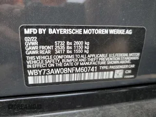 2022 BMW i4 eDrive40 z VIN WBY73AW08NFM60741, wystawiony jako Copart lot #43797635 z przebiegiem 24 051 mil mil oraz Szkoda całkowita • Salvage title. Historia ofert i sprzedaży dostępna na DreamBid. Obrazek 12.