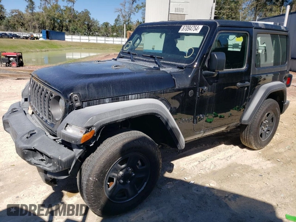 2024 Jeep Wrangler Sport S with VIN 1C4PJXAN3RW366785, listed as a Copart auction lot 87094754 with 3,109 mi miles and Salvage title. Bid and sale history available at DreamBid. Image 1.