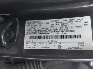 2019 Ford F-150 XL with VIN 1FTEW1C59KFD35078, listed as a IAAI auction lot 42340027 with 112,391 mi miles and . Bid and sale history available at DreamBid. Image 9.