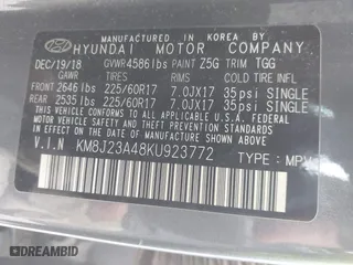 2019 Hyundai Tucson SE with VIN KM8J23A48KU923772, listed as a IAAI auction lot 42069850 with 57,692 mi miles. Bid and sale history available at carsss.com. Image 9.