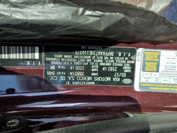 2017 Kia Forte LX with VIN 3KPFK4A71HE116379, listed as a Copart auction lot 46102975 with 0 mi miles and Salvage Title. Bid and sale history available at carsss.com. Image 12.