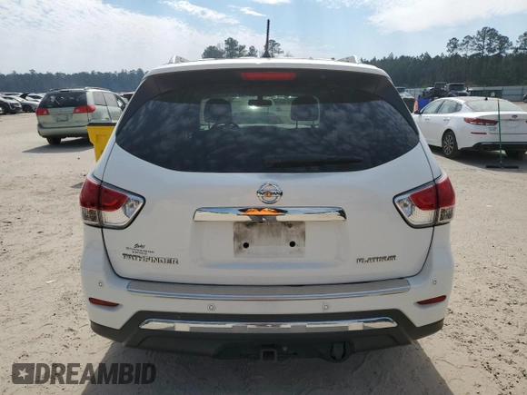 2014 Nissan Pathfinder Platinum with VIN 5N1AR2MNXEC679465, listed as a Copart auction lot 46232425 with 225,699 mi miles and Salvage title. Bid and sale history available at DreamBid. Image 6.