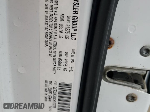 2012 Chrysler 300 Limited with VIN 2C3CCACG9CH173233, listed as a Copart auction lot 53694955 with 197,813 mi miles and Salvage title. Bid and sale history available at DreamBid. Image 12.