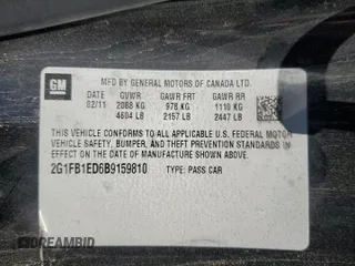 2011 Chevrolet Camaro 1LT с VIN 2G1FB1ED6B9159810, выставлен на аукционе Copart как лот 57785455 с пробегом 156 221 миль миль и Списание • Salvage title. История ставок и продаж доступна на DreamBid. Изображение 12.