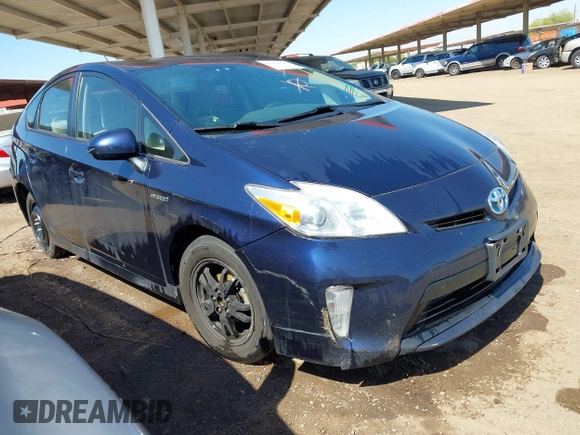 2013 Toyota Prius One with VIN JTDKN3DU1D0350459, listed as a IAAI auction lot 41982187 with 267,002 mi miles. Bid and sale history available at carsss.com. Image 1.