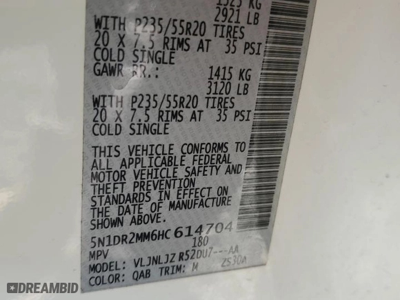 2017 Nissan Pathfinder S with VIN 5N1DR2MM6HC614704, listed as a Copart auction lot 46460315 with 201630 miles and Salvage Title. Bid and sale history available at carsss.com. Image 13.