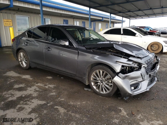 2019 Infiniti Q50 3.0t LUXE with VIN JN1EV7AP9KM542272, listed as a Copart auction lot 46081675 with 0 mi miles and Salvage Title. Bid and sale history available at carsss.com. Image 4.