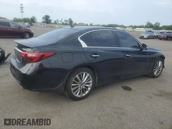 2023 Infiniti Q50 Luxe z VIN JN1EV7BR9PM540514, wystawiony jako Copart lot #60276265 z przebiegiem 19 824 mil mil oraz Szkoda całkowita • Salvage title. Historia ofert i sprzedaży dostępna na DreamBid. Obrazek 3.