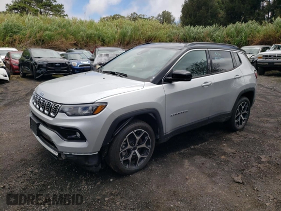 2025 Jeep Compass Limited z VIN 3C4NJDCN5ST525403, wystawiony jako Copart lot #64829565 z przebiegiem 7 790 mil mil oraz Czysty tytuł • Clean title. Historia ofert i sprzedaży dostępna na DreamBid. Obrazek 1.