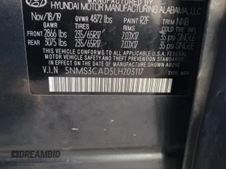 2020 Hyundai Santa Fe SEL with VIN 5NMS3CAD5LH203117, listed as a Copart auction lot 48040895 with 91,320 mi miles and Salvage Title. Bid and sale history available at carsss.com. Image 15.