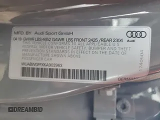 2019 Audi RS 3 z VIN WUABWGFFXKA903963, wystawiony jako Copart lot #82757914 z przebiegiem Nie podano mil oraz Czysty tytuł • Clean title. Historia ofert i sprzedaży dostępna na DreamBid. Obrazek 12.