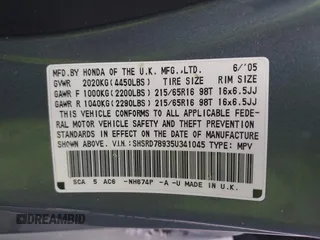 2005 Honda CR-V EX SE with VIN SHSRD78935U341045, listed as a IAAI auction lot 42180069 with 200,537 mi miles and . Bid and sale history available at carsss.com. Image 9.