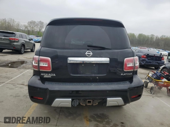 2017 Nissan Armada Platinum with VIN JN8AY2NE0H9708225, listed as a Copart auction lot 52228115 with 133,320 mi miles and Salvage Title. Bid and sale history available at carsss.com. Image 6.