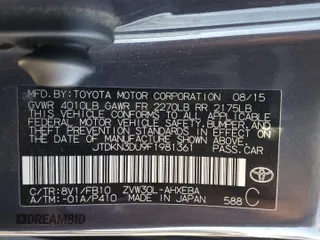 2015 Toyota Prius Four with VIN JTDKN3DU9F1981361, listed as a Copart auction lot 49960535 with 375,667 mi miles and Salvage Title. Bid and sale history available at carsss.com. Image 13.