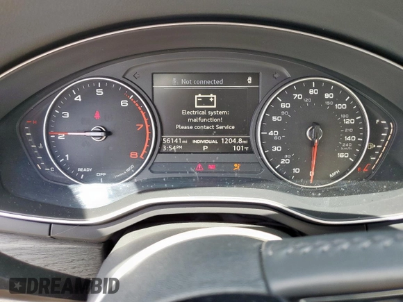 2017 Audi A4 Premium with VIN WAUGNAF41HN019796, listed as a Copart auction lot 58241845 with 56,141 mi miles and Salvage title. Bid and sale history available at DreamBid. Image 9.