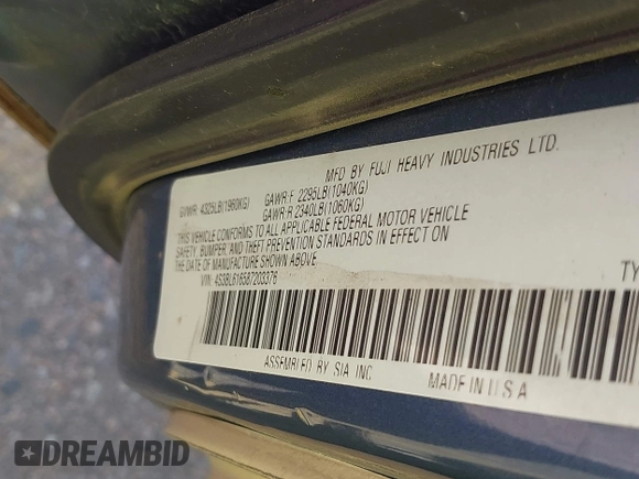 2008 Subaru Legacy Special with VIN 4S3BL616587203376, listed as a IAAI auction lot 42444731 with 202,596 mi miles and . Bid and sale history available at DreamBid. Image 9.