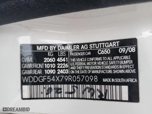 2009 Mercedes-Benz C-Class 3.0L Sport with VIN WDDGF54X79R057098, listed as a Copart auction lot 46514335 with 142,595 mi miles and Salvage Title. Bid and sale history available at carsss.com. Image 14.