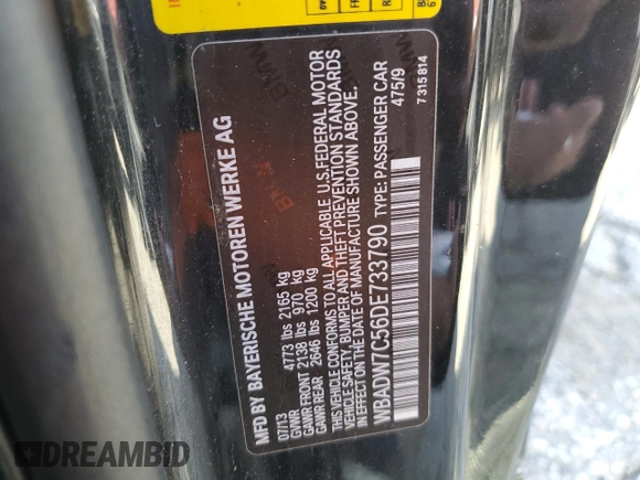 2013 BMW 3 Series 328i with VIN WBADW7C56DE733790, listed as a Copart auction lot 45474705 with 90,145 mi miles and Salvage Title. Bid and sale history available at carsss.com. Image 13.