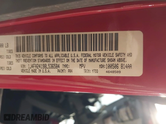 2008 Jeep Wrangler X z VIN 1J4FA24198L536584, wystawiony jako IAAI lot #42296536 z przebiegiem 74 599 mil mil oraz . Historia ofert i sprzedaży dostępna na DreamBid. Obrazek 9.
