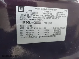 2009 Chevrolet Silverado 1500 LTZ with VIN 1GCEK39J09Z200009, listed as a IAAI auction lot 41414164 with 192,030 mi miles. Bid and sale history available at carsss.com. Image 9.
