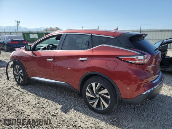 2015 Nissan Murano Platinum with VIN 5N1AZ2MH4FN284018, listed as a Copart auction lot 57793505 with 68,990 mi miles and Salvage title. Bid and sale history available at DreamBid. Image 2.