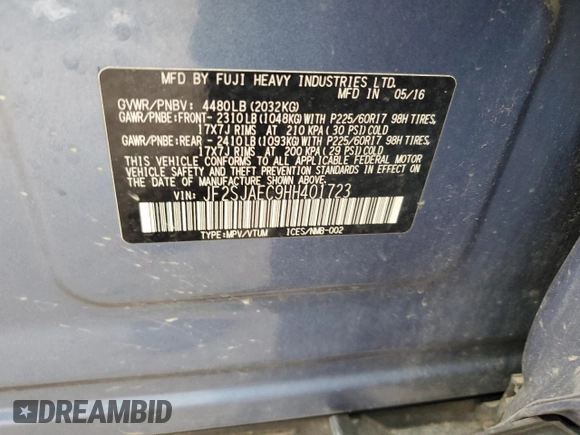 2017 Subaru Forester Premium with VIN JF2SJAEC9HH401723, listed as a Copart auction lot 71165644 with 87,104 mi miles and Salvage Title. Bid and sale history available at carsss.com. Image 12.