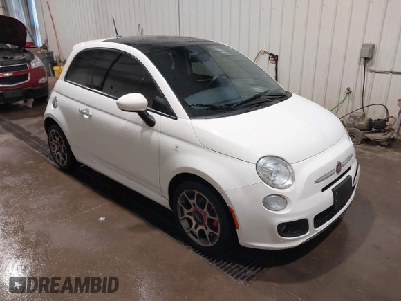 2013 FIAT 500 Sport with VIN 3C3CFFBR7DT754097, listed as a IAAI auction lot 41728826 with 91,276 mi miles. Bid and sale history available at carsss.com. Image 1.