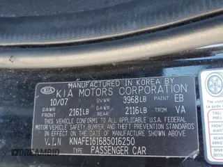 2008 Kia Spectra with VIN KNAFE161685016250, listed as a Copart auction lot 71382894 with 212,659 mi miles and Salvage Title. Bid and sale history available at carsss.com. Image 14.