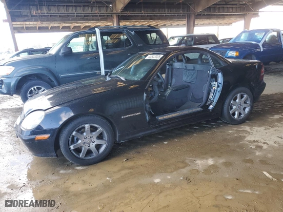 2001 Mercedes-Benz SLK-Class Kompressor with VIN WDBKK49F41F209482, listed as a Copart auction lot 45523305 with 0 mi miles and Salvage Title. Bid and sale history available at carsss.com. Image 1.