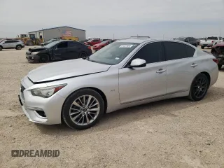 2018 Infiniti Q50 Luxe z VIN JN1EV7AR0JM441914, wystawiony jako Copart lot #51607885 z przebiegiem 66 794 mil mil oraz Szkoda całkowita • Salvage title. Historia ofert i sprzedaży dostępna na DreamBid. Obrazek 1.