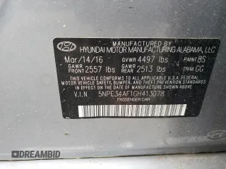 2016 Hyundai Sonata Sport with VIN 5NPE34AF1GH413078, listed as a Copart auction lot 50865175 with 96,164 mi miles and Salvage Title. Bid and sale history available at DreamBid. Image 12.