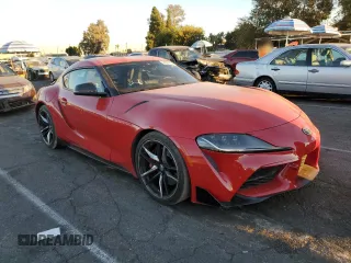 2021 Toyota GR Supra 3.0 with VIN WZ1DB0C02MW042357, listed as a Copart auction lot 79090214 with 29,215 mi miles and Salvage Title. Bid and sale history available at carsss.com. Image 4.