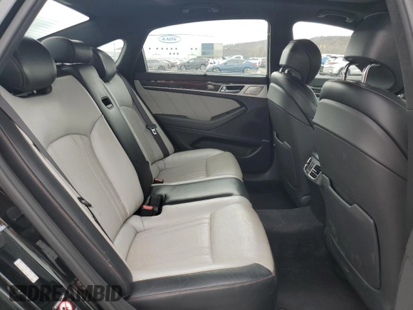 2018 Genesis G80 3.3T Sport with VIN KMHGN4JB0JU219098, listed as a Copart auction lot 46802975 with 134,690 mi miles and Salvage Title. Bid and sale history available at carsss.com. Image 10.