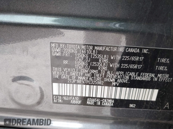 2023 Toyota RAV4 XLE with VIN 2T3P1RFV7PC325982, listed as a IAAI auction lot 42451699 with 20,745 mi miles and . Bid and sale history available at DreamBid. Image 9.