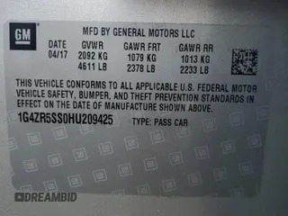 2017 Buick LaCrosse Premium with VIN 1G4ZR5SS0HU209425, listed as a Copart auction lot 62169965 with 83,250 mi miles and Salvage title. Bid and sale history available at DreamBid. Image 12.