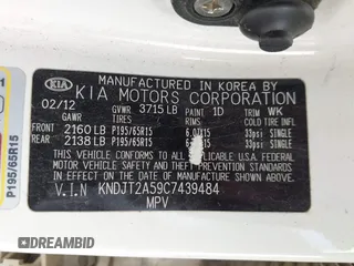 2012 Kia Soul with VIN KNDJT2A59C7439484, listed as a IAAI auction lot 42114087 with 142,933 mi miles. Bid and sale history available at carsss.com. Image 9.