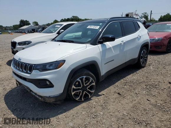 2023 Jeep Compass Limited z VIN 3C4NJDCNXPT567573, wystawiony jako Copart lot #59414545 z przebiegiem 13 504 mil mil oraz Szkoda całkowita • Salvage title. Historia ofert i sprzedaży dostępna na DreamBid. Obrazek 1.