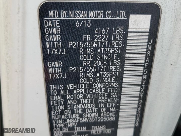 2013 Nissan Juke SL with VIN JN8AF5MV3DT225088, listed as a Copart auction lot 46900855 with 157,720 mi miles and Salvage Title. Bid and sale history available at carsss.com. Image 15.