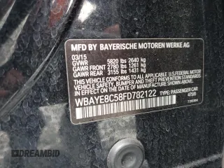 2015 BMW 7 Series 750Li with VIN WBAYE8C58FD782122, listed as a Copart auction lot 86204934 with 139,052 mi miles and Salvage Title. Bid and sale history available at carsss.com. Image 12.