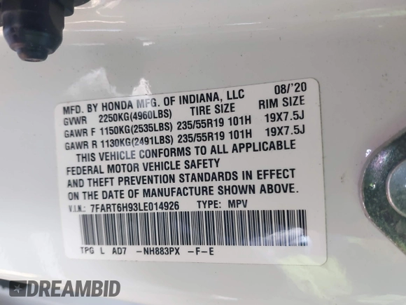 2020 Honda CR-V Touring с VIN 7FART6H93LE014926, выставлен на аукционе IAAI как лот 41242690 с пробегом 87 924 миль миль и . История ставок и продаж доступна на DreamBid. Изображение 9.