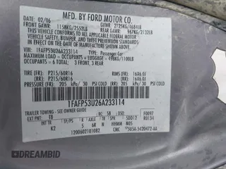 2006 Ford Taurus SE with VIN 1FAFP53U26A233114, listed as a IAAI auction lot 41850941 with 189,782 mi miles. Bid and sale history available at carsss.com. Image 9.